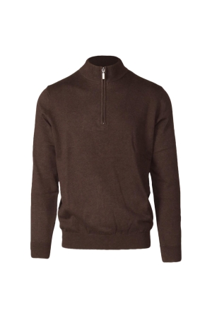 Scotland Blue Hince Halfzip Pullover Flat Knit 870 Cacao