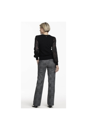 Tramontana Trousers Suedine Prince de Galle Print Blacks