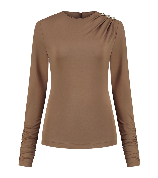 Nikkie Drape Shoulder Top 5033 Autumn Brown