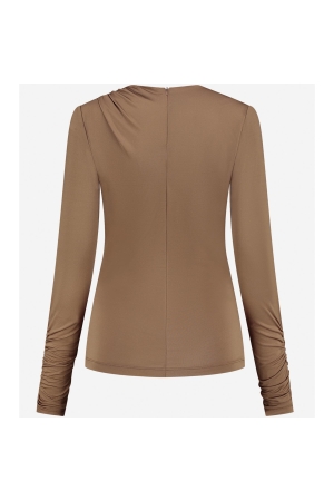 Nikkie Drape Shoulder Top 5033 Autumn Brown