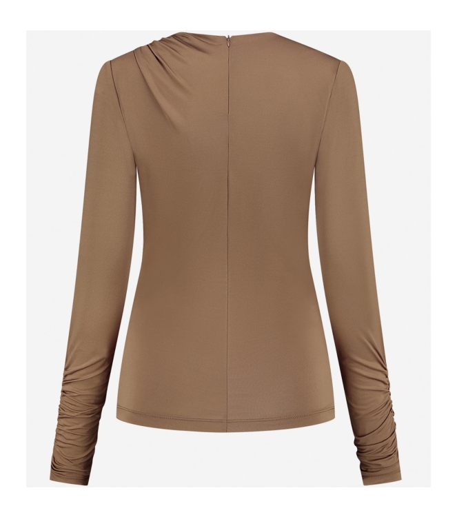 Nikkie Drape Shoulder Top 5033 Autumn Brown