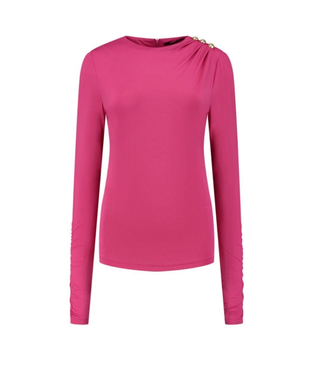 Nikkie Drape Shoulder Top 4919 Raspberry Rose