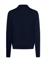 Maerz Pullover Polokragen Knopf 1/1 Arm 399 d.blauw