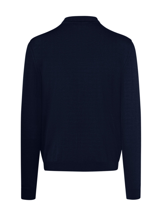 Maerz Pullover Polokragen Knopf 1/1 Arm 399 d.blauw