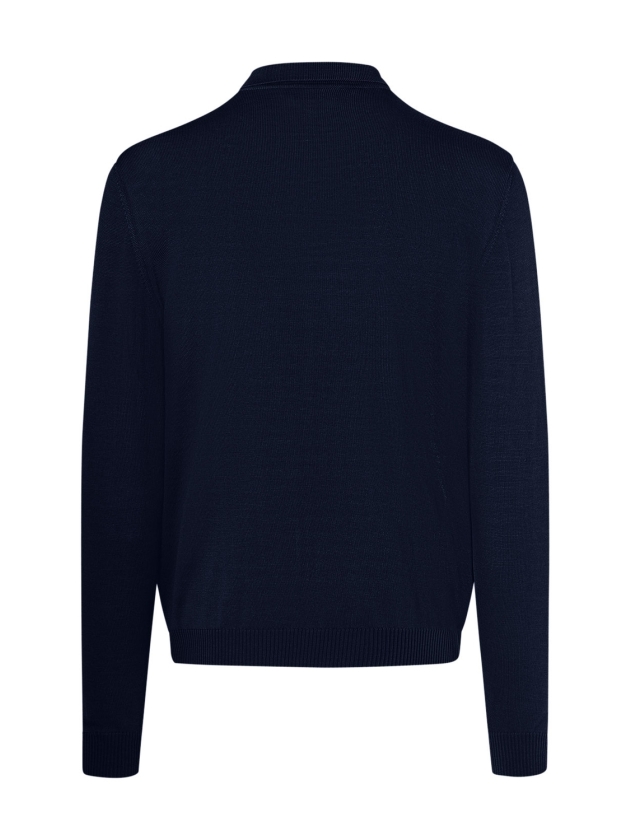 Maerz Pullover Polokragen Knopf 1/1 Arm 399 d.blauw