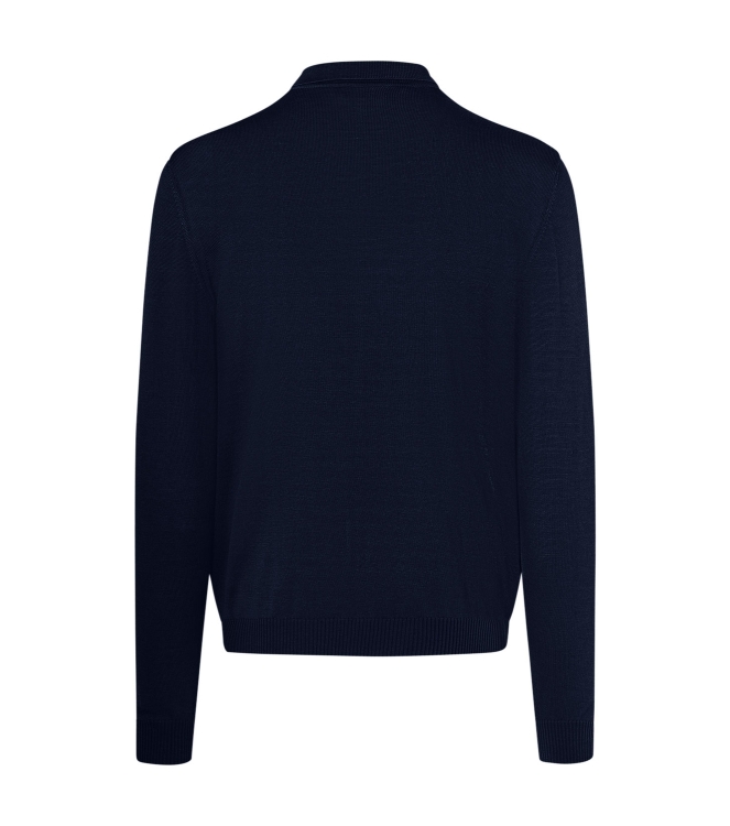 Maerz Pullover Polokragen Knopf 1/1 Arm 399 d.blauw