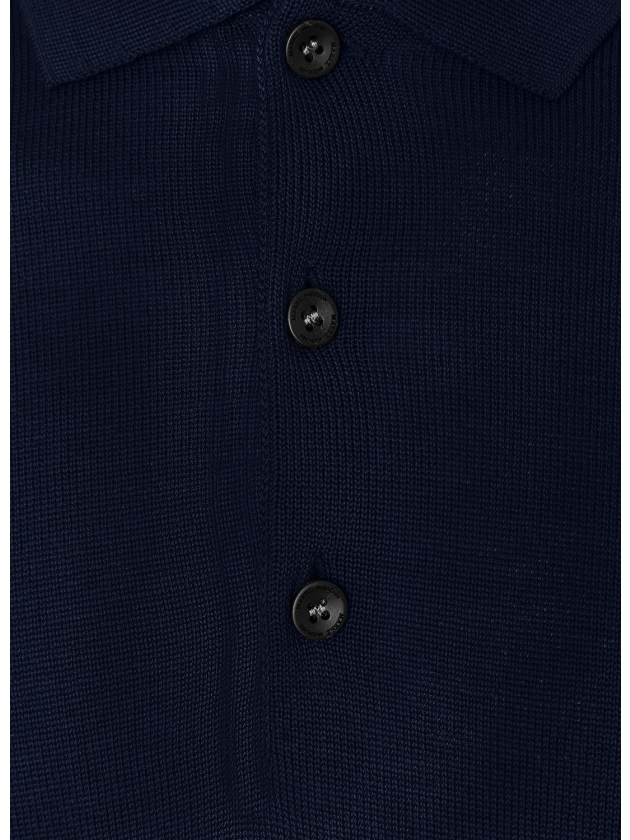 Maerz Pullover Polokragen Knopf 1/1 Arm 399 d.blauw