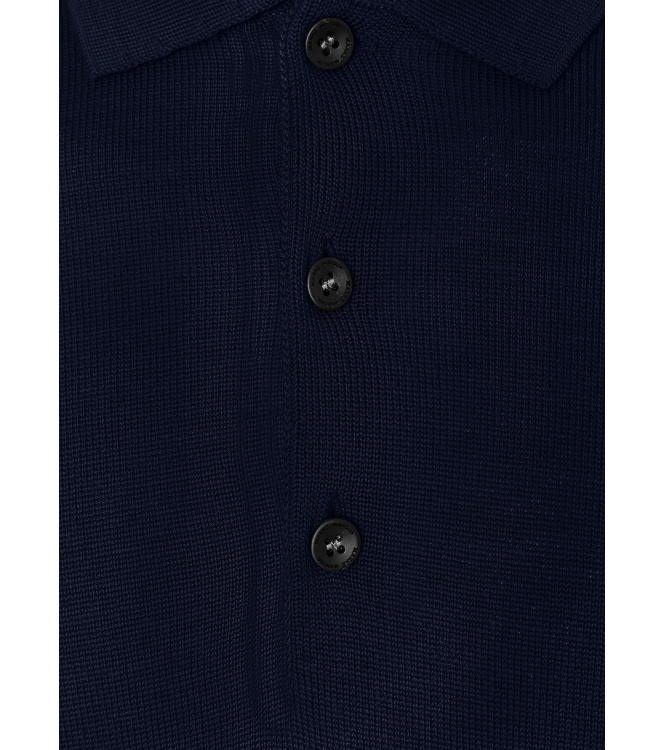 Maerz Pullover Polokragen Knopf 1/1 Arm 399 d.blauw