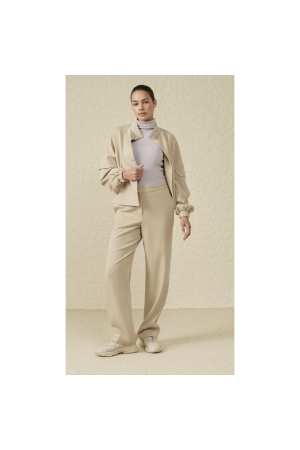 Yaya Soft high waist pantalon with Pure Cashmere Brown