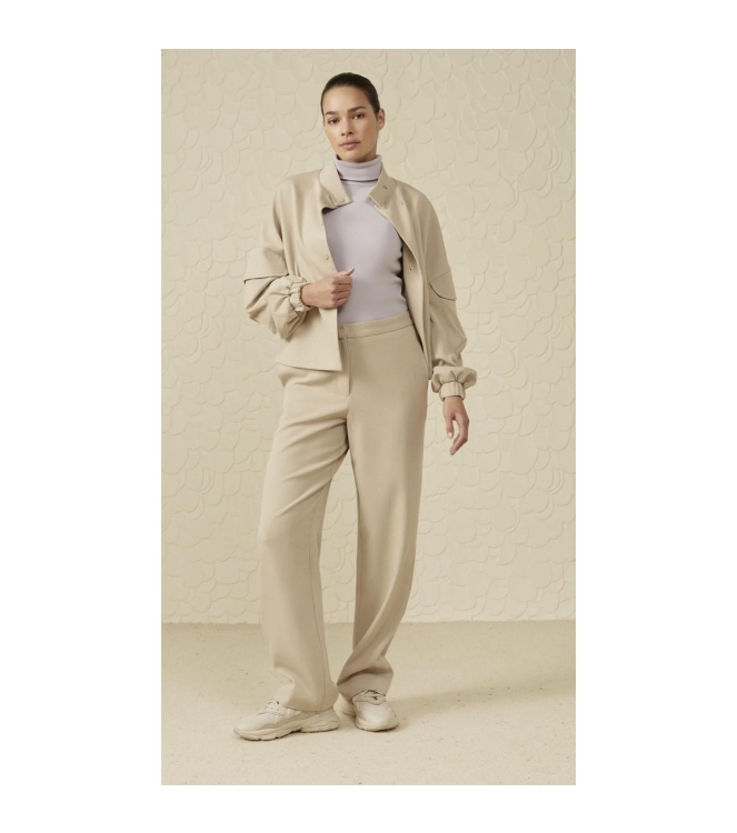Yaya Soft high waist pantalon with Pure Cashmere Brown