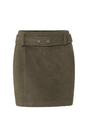 Yaya Soft mini skirt with belt and Dark Army Green