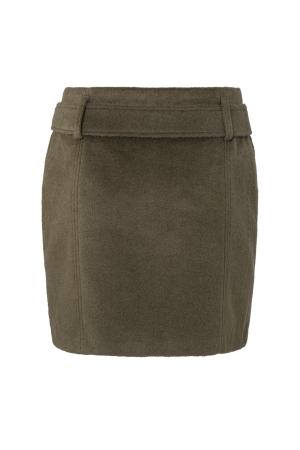 Yaya Soft mini skirt with belt and Dark Army Green