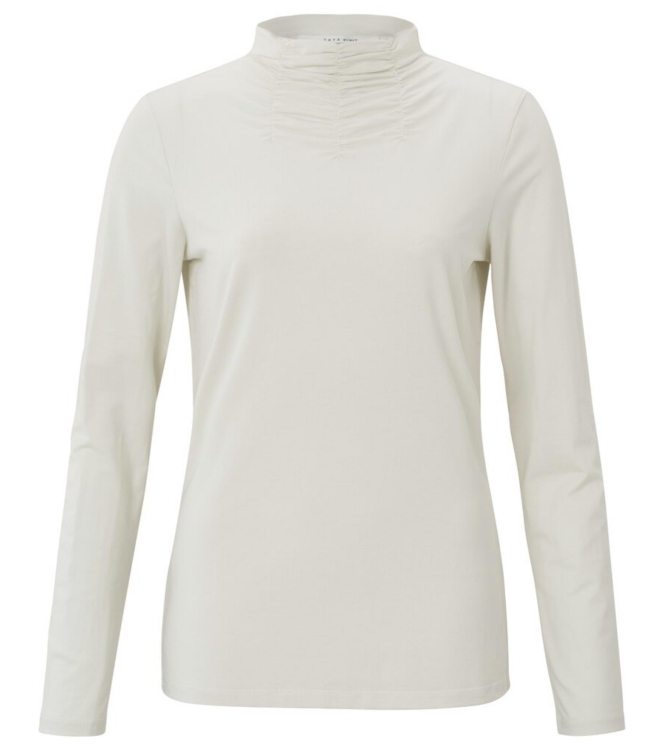 Yaya Long sleeve top with gathered Silver Birch Sand