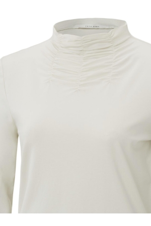 Yaya Long sleeve top with gathered Silver Birch Sand