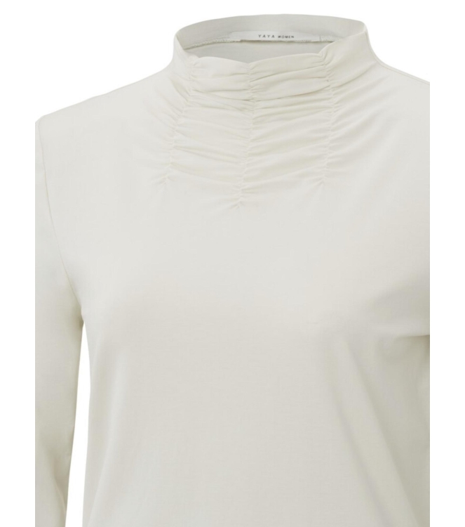 Yaya Long sleeve top with gathered Silver Birch Sand