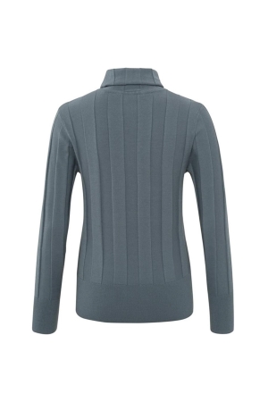 Yaya Rib high neckline sweater ls Stormy Wheather Blue