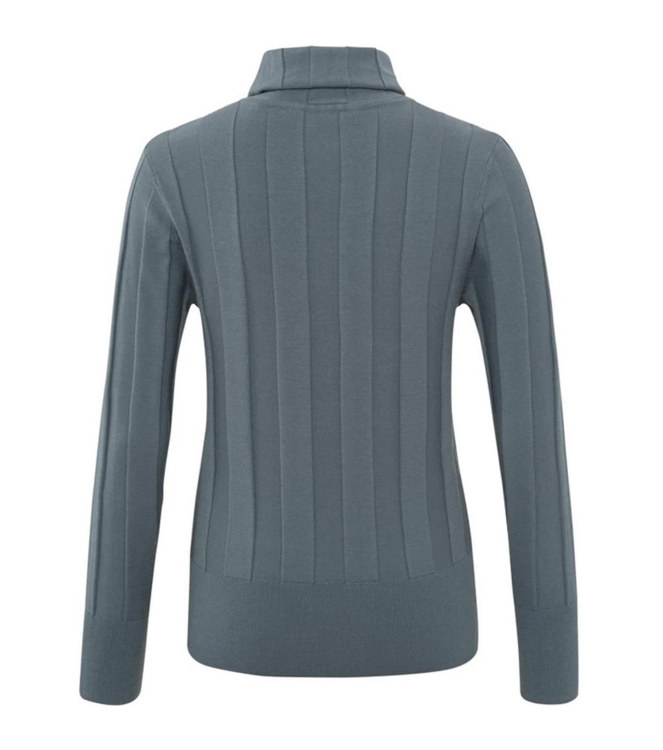 Yaya Rib high neckline sweater ls Stormy Wheather Blue