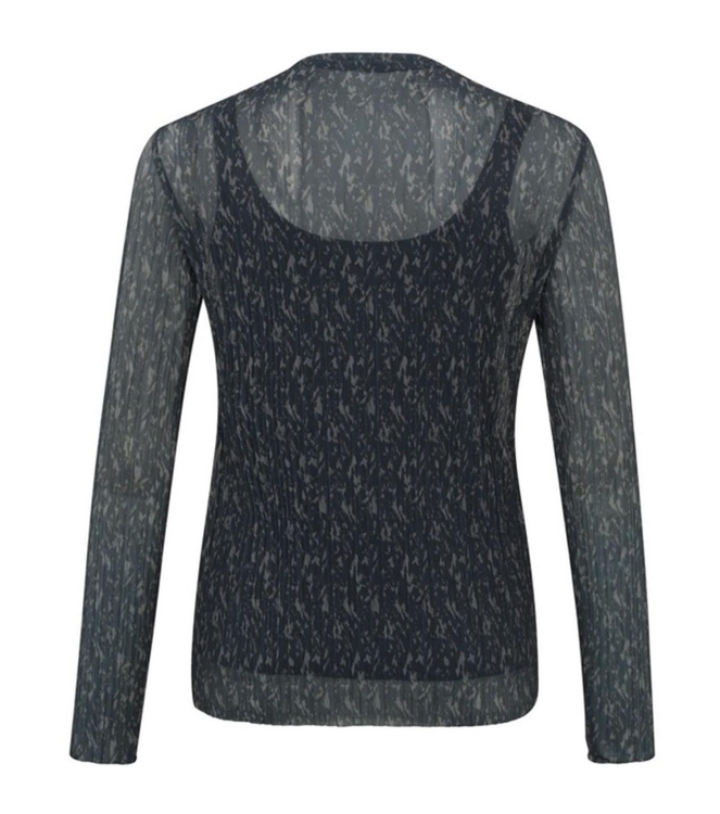 Yaya Mesh top with boatneck Blueberry Blue Dessin