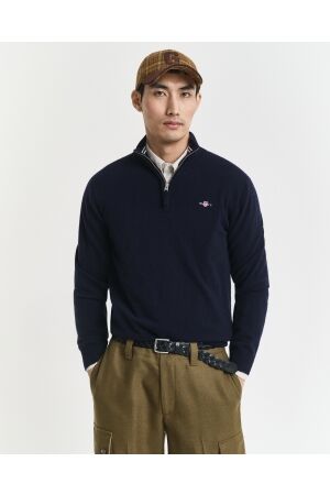 Gant SUPERFINE LAMBSWOOL HALF ZIP 410 MARINE