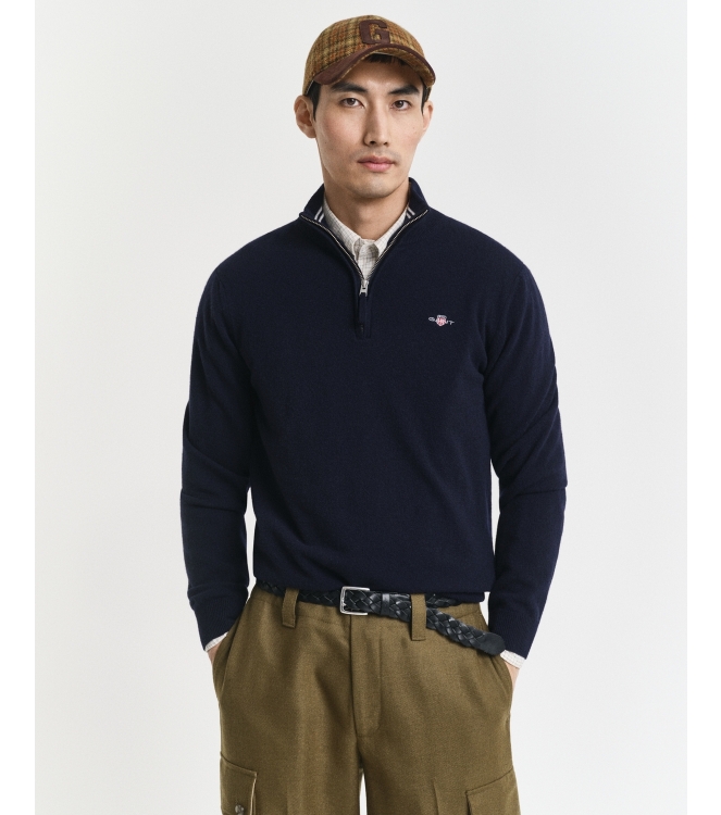 Gant SUPERFINE LAMBSWOOL HALF ZIP 410 MARINE