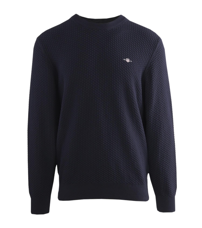 Gant COTTON TEXTURE C-NECK 433 EVENING BLUE
