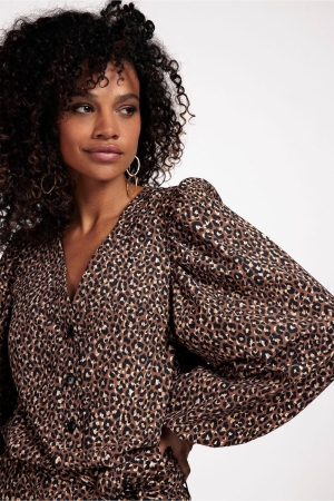 Studio Anneloes Cherie leopard jumpsuit 2384 bronze/camel