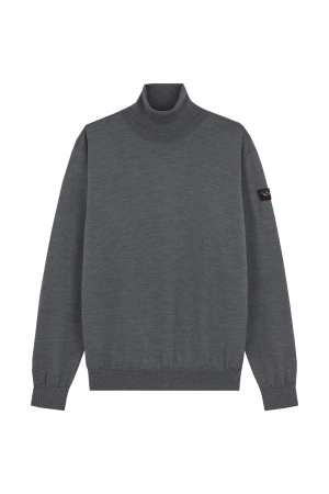 Paul and Shark Merino Wool Turtleneck w. iconic badge 664 Grey
