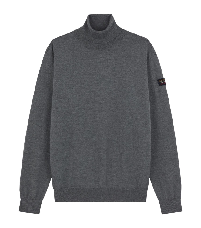 Paul and Shark Merino Wool Turtleneck w. iconic badge 664 Grey