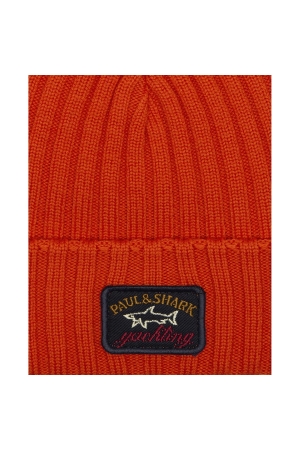 Paul and Shark Ribbed Wool Beanie w.Iconic Badge 576 Brique