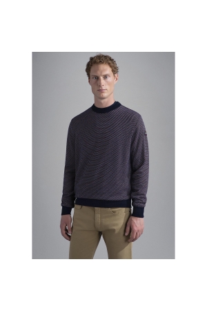 Paul and Shark Beaufront wool Crewneck w.Iconic Badge 304 Navy/Melee