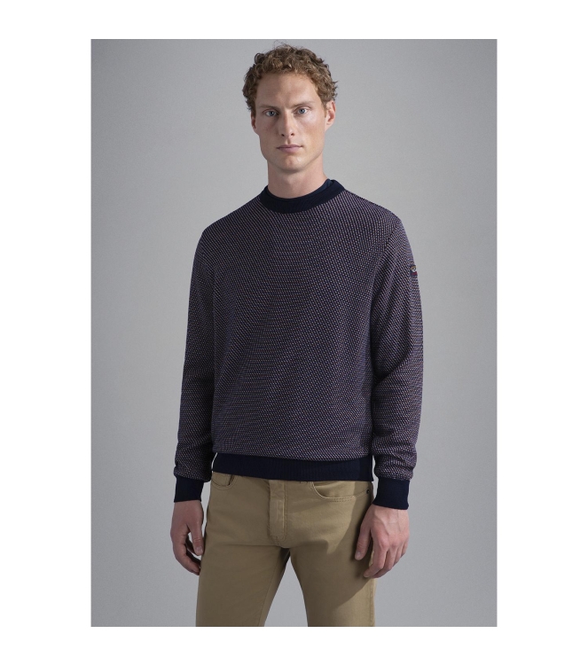 Paul and Shark Beaufront wool Crewneck w.Iconic Badge 304 Navy/Melee