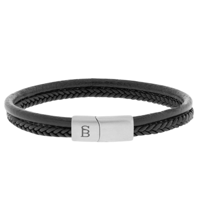 Steel and Barnett Leather Bracelet LBD/005 black