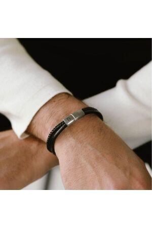 Steel and Barnett Leather Bracelet LBD/005 black