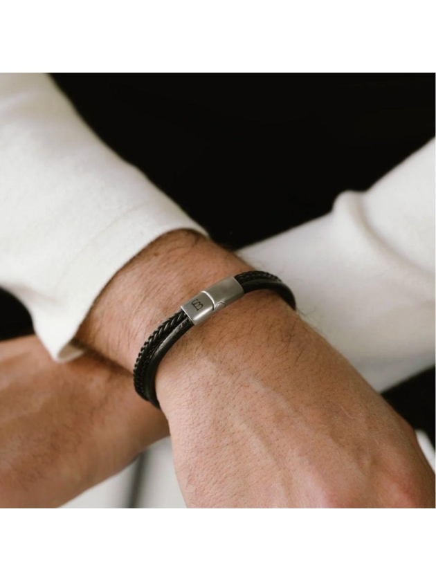 Steel and Barnett Leather Bracelet LBD/005 black