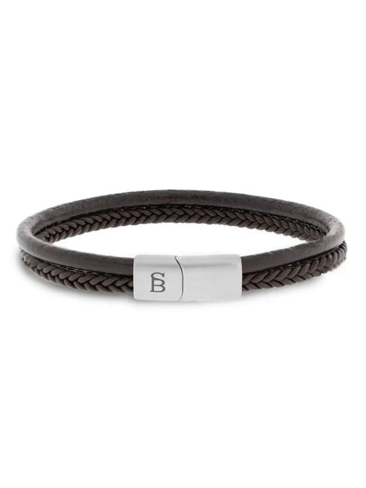 Steel and Barnett Leather Bracelet LBD/006 Brown
