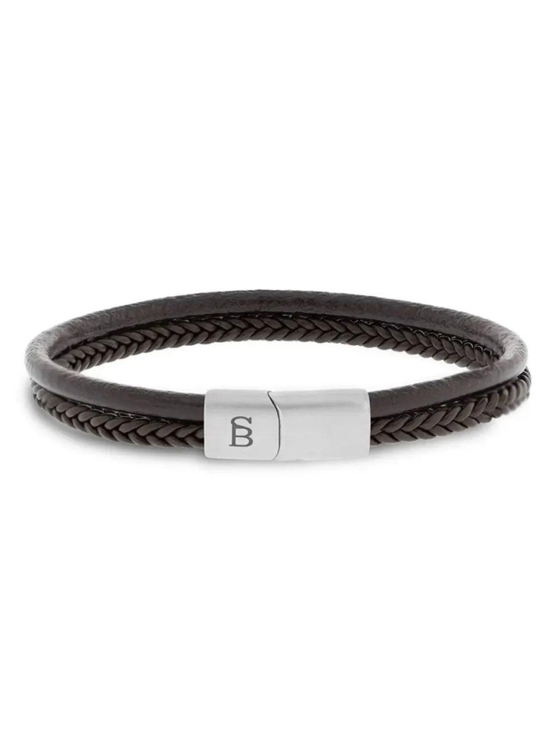 Steel and Barnett Leather Bracelet LBD/006 Brown