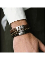 Steel and Barnett Leather Bracelet LBD/006 Brown