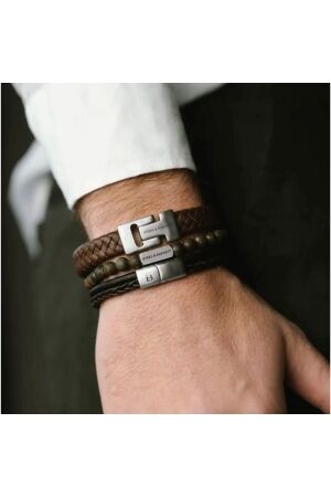 Steel and Barnett Leather Bracelet LBD/006 Brown