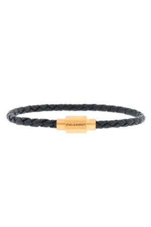 Steel and Barnett Leather Bracelet LBLL/002 Black/Gold