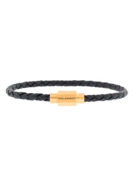 Steel and Barnett Leather Bracelet LBLL/002 Black/Gold