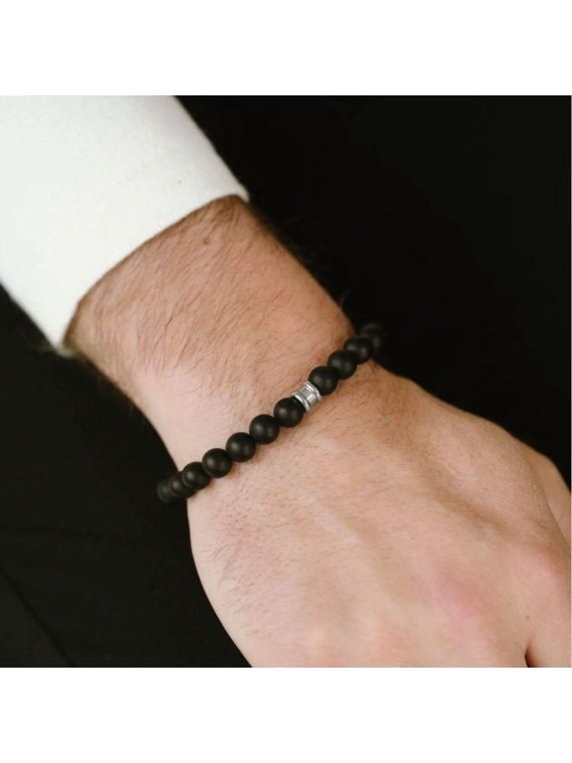 Steel and Barnett Stones Bracelet SBB/023 Matt Black
