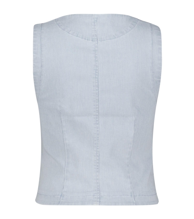 Red Button Waistcoat coloured denim stripe Beach blue