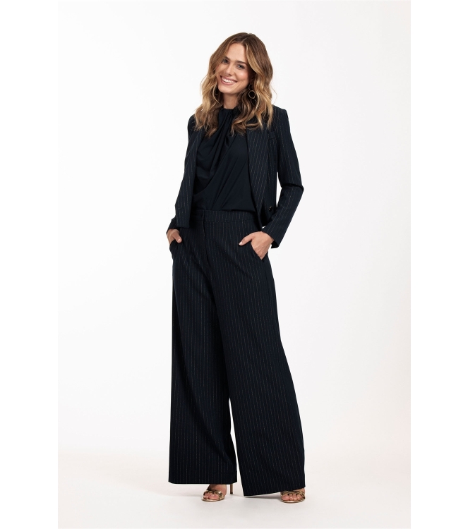 Studio Anneloes Holly lurex stripe trousers 6902 darkblue/gold