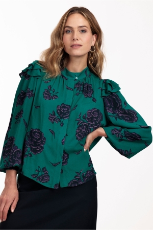 Studio Anneloes Suzy flowers top 7338 deep green/deep purple