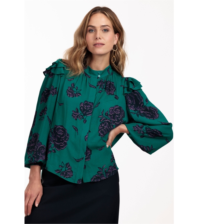 Studio Anneloes Suzy flowers top 7338 deep green/deep purple