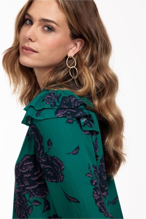 Studio Anneloes Suzy flowers top 7338 deep green/deep purple