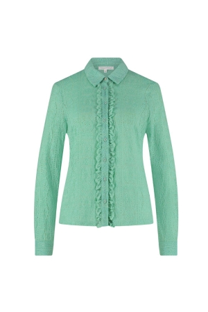 Tramontana Blouse Lace Ruffle Placket Mint