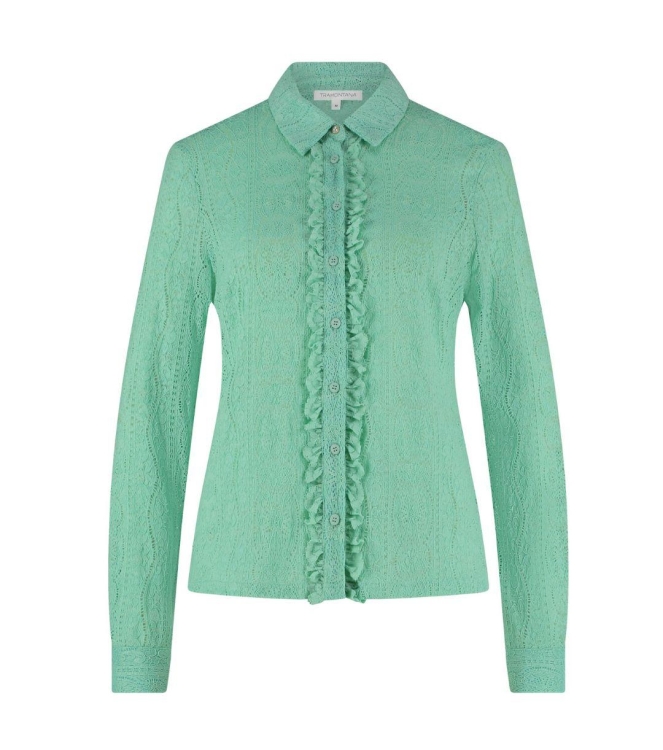 Tramontana Blouse Lace Ruffle Placket Mint