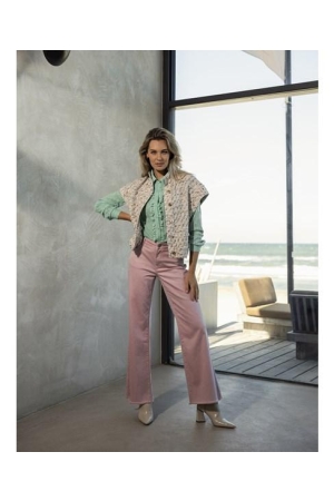 Tramontana Blouse Lace Ruffle Placket Mint