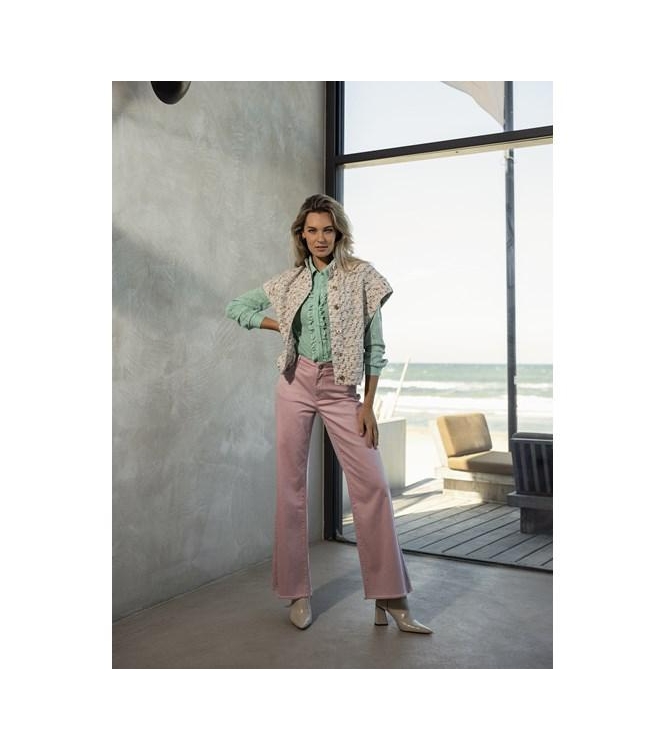 Tramontana Blouse Lace Ruffle Placket Mint
